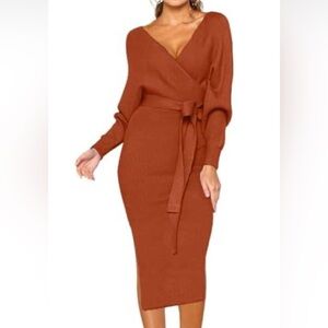 V Neck Sweater Dresses